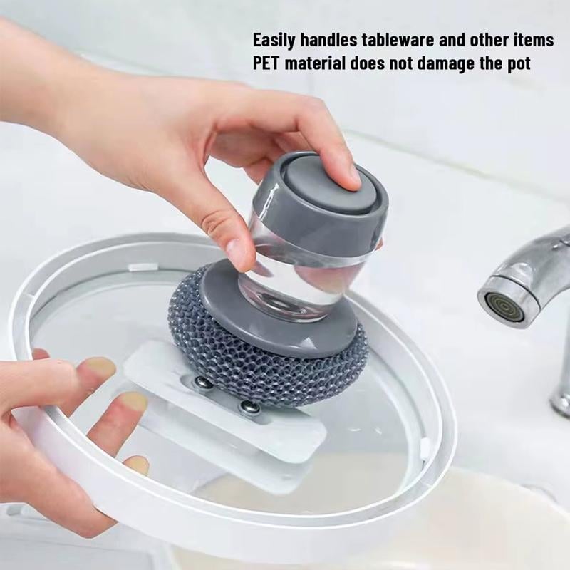 🔥Last 3 Hours! 70% OFF:🧽Ergonomic Soap-Dispense Kitchen Scrub