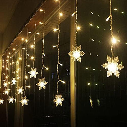 LED Curtain Lights,9.84ft/3M 96 LED Snowflake Curtain String Lights Plug-in Window Curtain Lights with 8 Modes Decoration for Christmas, Wedding, Party,Wall, Home Decorations
