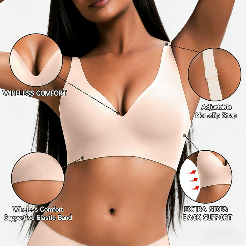 NESLEMY Wireless Womens Comfortable Wireless Bras Push Up Bralettes Seamless Tshirts Bras Deep V