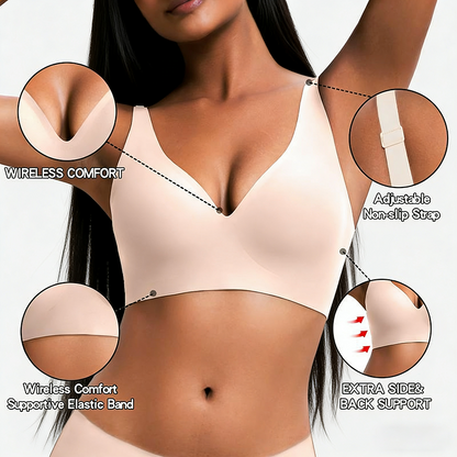 NESLEMY Wireless Womens Comfortable Wireless Bras Push Up Bralettes Seamless Tshirts Bras Deep V