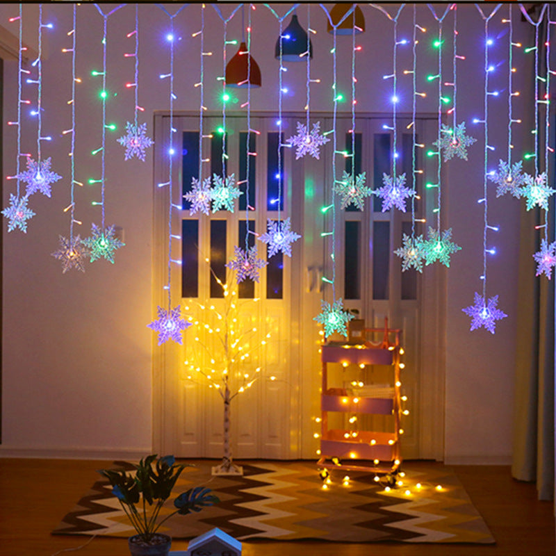 LED Curtain Lights,9.84ft/3M 96 LED Snowflake Curtain String Lights Plug-in Window Curtain Lights with 8 Modes Decoration for Christmas, Wedding, Party,Wall, Home Decorations